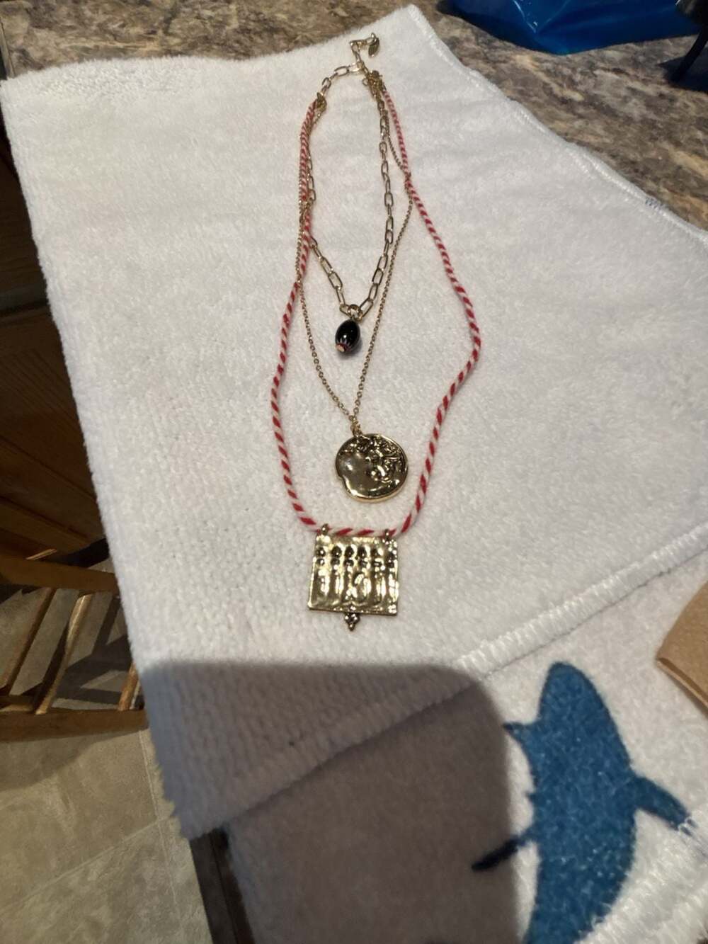 Free People Lenker Layered Necklace in Red Braided Gold